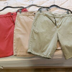 3 Hudson Jeans Men's Flat Front Shorts - Coral, Beige, Sage